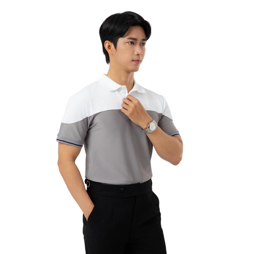 Áo Polo Nam Phối Màu Ngang Hiện Đại A36